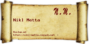 Nikl Metta névjegykártya